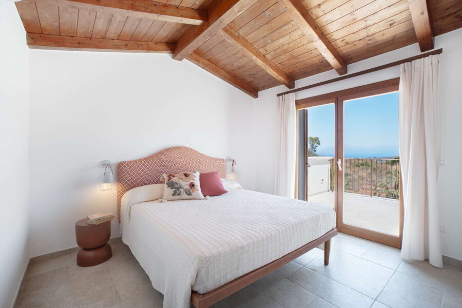 Elegant Bedroom with Sea View at Villa Belvedere – Sicily Luxury Villas